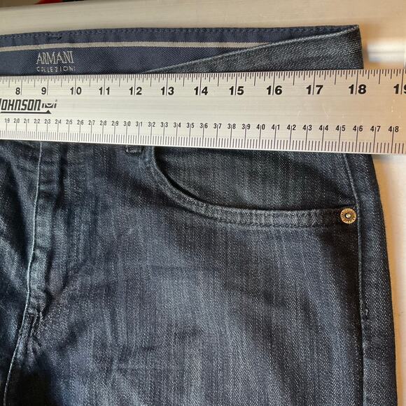 Armani Collezioni Men Jeans size 34 Blue Mid Rise Stretch Boot Cut Slim Straight - Picture 2 of 11